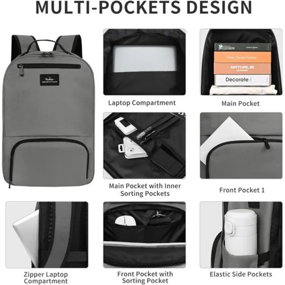 Gray Backpacks for Men, Laptop Travel Backpack,Back packs for College Students,